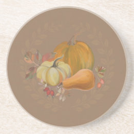 Farmhouse Pumpkins Stone Coaster (in chocolate)