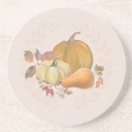Farmhouse Pumpkins Stone Coaster (in cream)