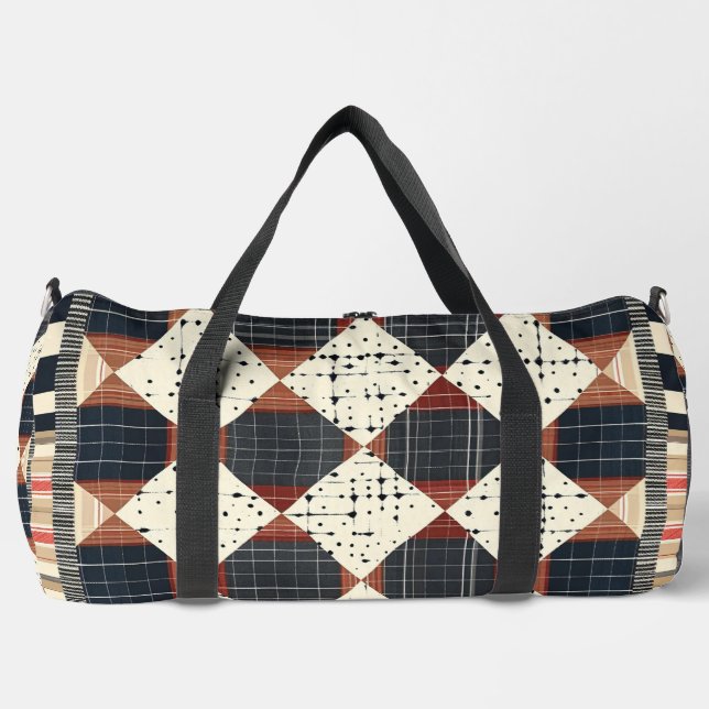 Farmhouse Quilt Pattern Duffle Bag (Front)