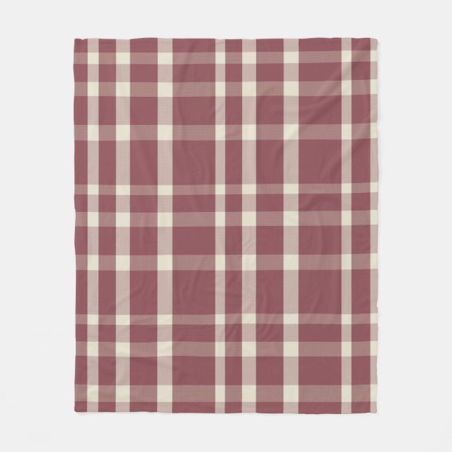 Farmhouse Red Cream Plaid Fleece Blanket (Front)