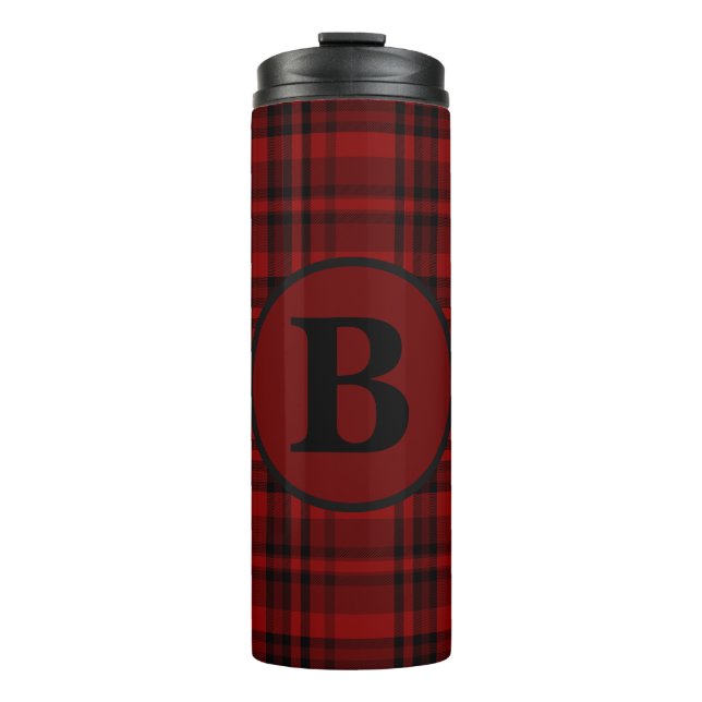 FARMHOUSE RED GINGHAM CHECKERED PLAID  THERMAL TUMBLER (Front)