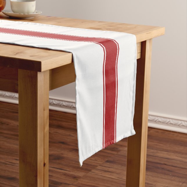 Farmhouse Red Grain Sack Striped Table Runner (In Situ)