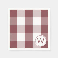 Farmhouse Red MONOGRAM buffalo check Napkins