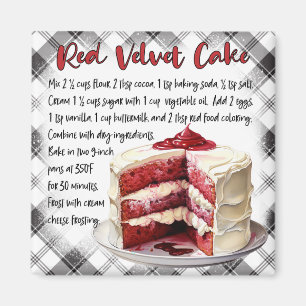 Farmhouse Red Velvet Cake Recipe Black White Plaid Magnet