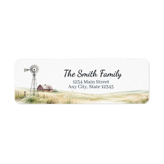 Farmhouse Return Address Labels | Personalised (Front)