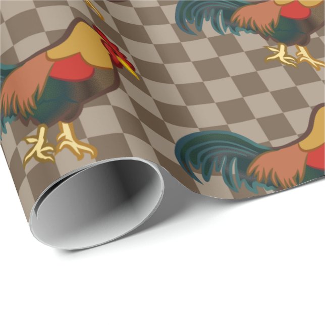 Farmhouse Rooster Design Wrapping Paper (Roll Corner)