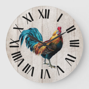 Farmhouse Rooster Large Clock