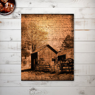 Farmhouse Rustic Barn Donkey Jigsaw Puzzle