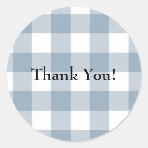 Farmhouse Rustic Blue Grey Buffalo Plaid Square Classic Round Sticker
