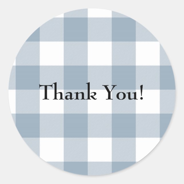 Farmhouse Rustic Blue Grey Buffalo Plaid Square Classic Round Sticker (Front)