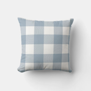 Farmhouse Rustic Blue Grey Buffalo Plaid Square Cushion