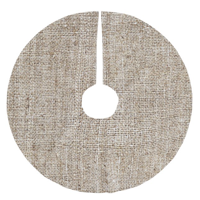 Farmhouse Rustic Brown Burlap Texture Brushed Polyester Tree Skirt (Front)