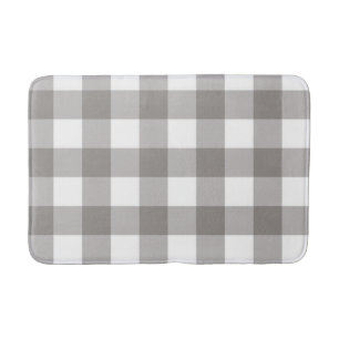 Farmhouse Rustic Grey & White Buffalo Plaid Square Bath Mat