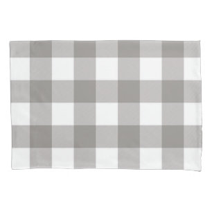 Farmhouse Rustic Grey & White Buffalo Plaid Square Pillowcase