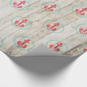 Farmhouse Rustic Nautical Anchor Tropical Beach Wrapping Paper