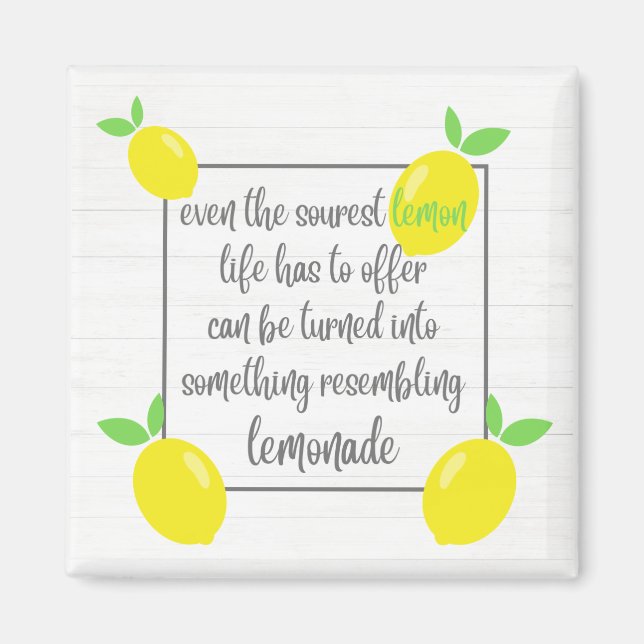Farmhouse Rustic Optimistic Lemons Quote Magnet (Front)