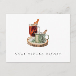 Farmhouse Rustic Stay Cozy Winter Wishes Christmas Postcard