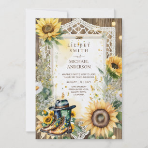 Farmhouse Rustic Sunflowers Wedding Invitation
