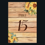 Farmhouse Rustic Wood and Sunflowers  Table Number<br><div class="desc">Beautiful customisable watercolor rustic farmhouse style table numbers</div>