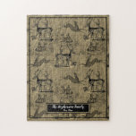 Farmhouse Rustic Woodsy Vintage Deer Family Name J Jigsaw Puzzle<br><div class="desc">Rustic country deer pattern featuring a variety of vintage deer with your family name and established date in bottom centre.  Original pattern created by Holiday Hearts Designs with vintage imagery (rights reserved).</div>