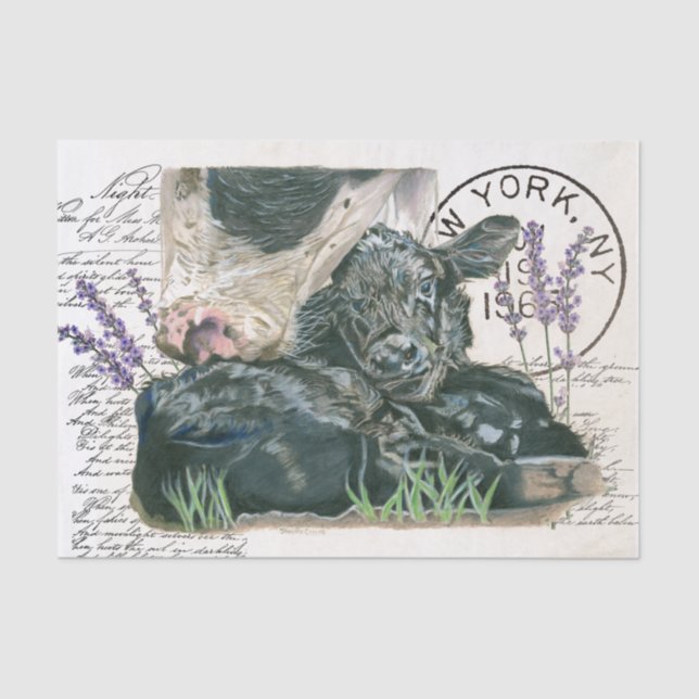 Farmhouse Shabby Chic Cow with Calf Tissue Paper (Front)