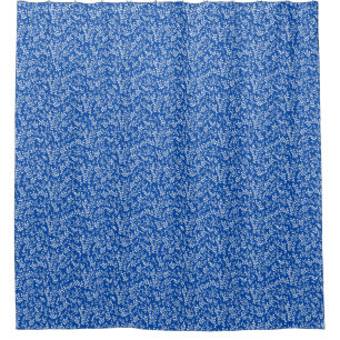 Farmhouse simple floral pattern on blue  shower curtain