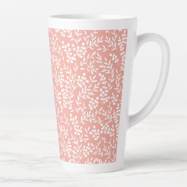Farmhouse simple floral pattern on pink latte mug (Right)
