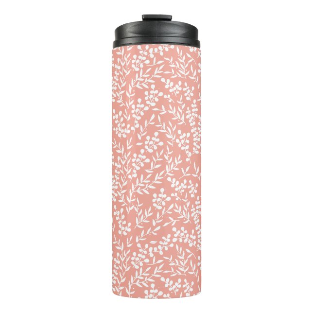 Farmhouse simple floral pattern on pink  thermal tumbler (Front)