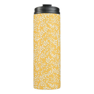 Farmhouse simple floral pattern on yellow thermal tumbler