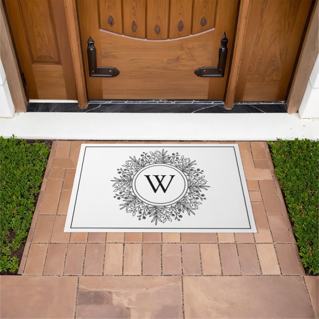 Farmhouse Snowflake Monogram Christmas Doormat (Outdoor)