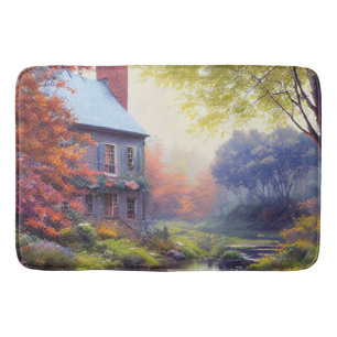 Farmhouse/stream/woods/painting bath mat