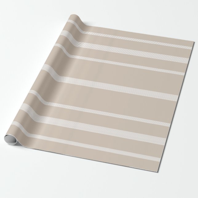 Farmhouse Striped Gift Wrap Kraft Paper White (Unrolled)