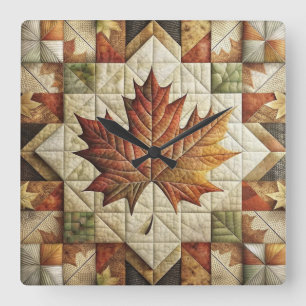 Farmhouse Style Autumn Fall Leaf Wall Clock