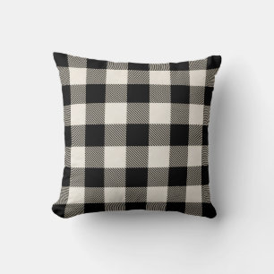 Farmhouse Style Black Buffalo Plaid Pattern Cushion
