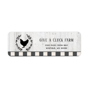 Farmhouse Style Black White Chicken Return Address Label