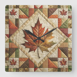 Farmhouse Style Fall Leaf Wall Clock