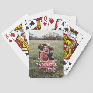 Farmhouse Style Family Name Photo Playing Cards