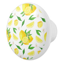 Farmhouse Style Lemons/Slices Ceramic Knob