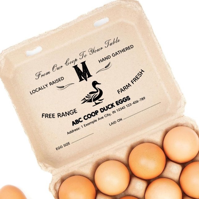 Farmhouse Style Monogram DucK Egg Carton Stamp (Creator Uploaded)