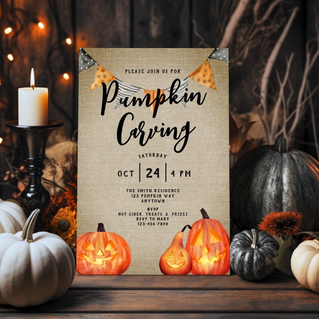Farmhouse Style Pumpkin Carving Party Invitation  (Creator Uploaded)