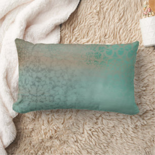 Farmhouse Style Rustic Antique Teal Faux Lace Lumbar Cushion