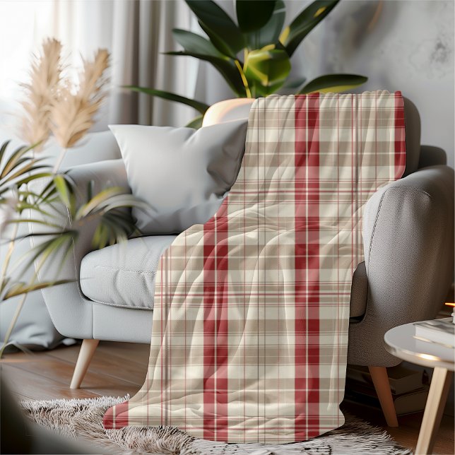 Farmhouse Style Tartan Red Chequered Cosy Fleece Blanket (Creator Uploaded)