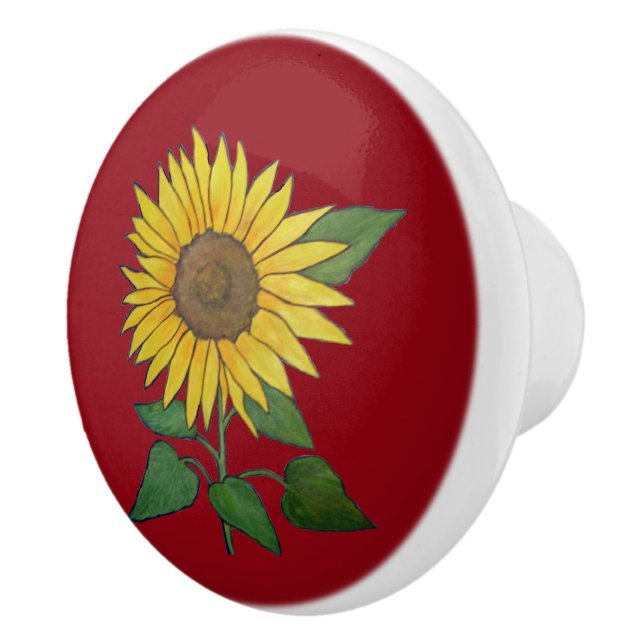 Farmhouse Sunflower Ceramic pull/knob Knob (Right)