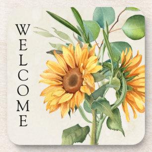 Farmhouse Sunflower Welcome Coaster