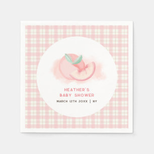 Farmhouse Sweet Pink Gingham Peach Baby Shower Napkin