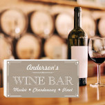 Farmhouse Tan & White Signature Wine Bar Wooden Box Sign<br><div class="desc">Introducing my charming,  replica vintage wine bar sign. Personalise it and make it uniquely yours! It also makes a thoughtful and unforgettable gift for any wine enthusiast and brings the charm of the vineyards right into your home.</div>