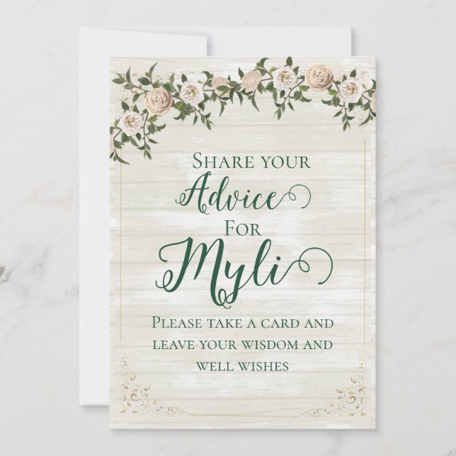 Farmhouse Tea Bridal Shower Flat Advice Card (Front)