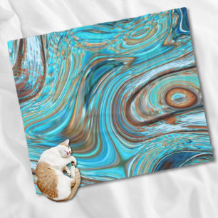 farmhouse  teal blue Woodgrain turquoise swirls Fleece Blanket