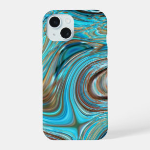 farmhouse teal blue Woodgrain turquoise swirls iPhone 15 Case