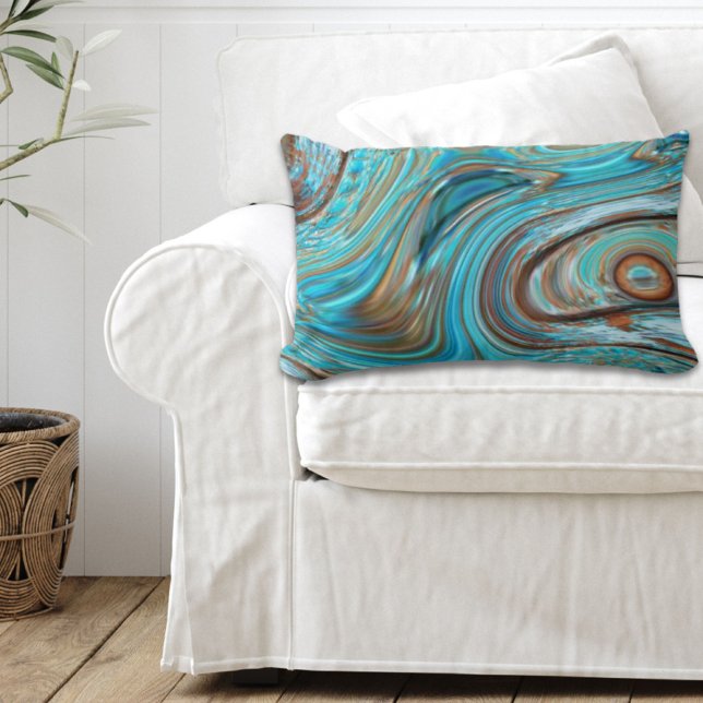 farmhouse  teal blue Woodgrain turquoise swirls Lumbar Cushion (farmhouse teal blue Woodgrain turquoise swirls Lumbar Pillow)